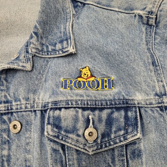 Vintage Disney Winnie the Pooh embroidered jean denim jacket distressed - Picture 4 of 8